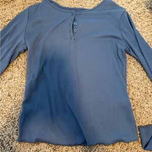 Women's Blue Button-Up Top